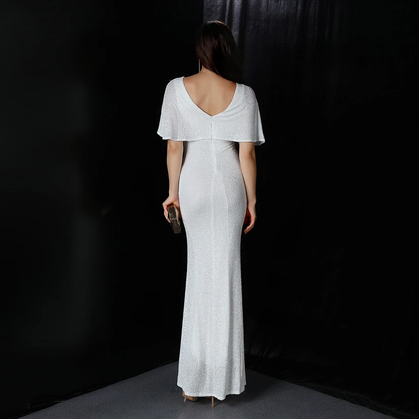 Elegantes Abendkleid mit Polyestergarn, Quasten, Pailletten und Fischschwanzsaum für Damen im Herbst view 2
