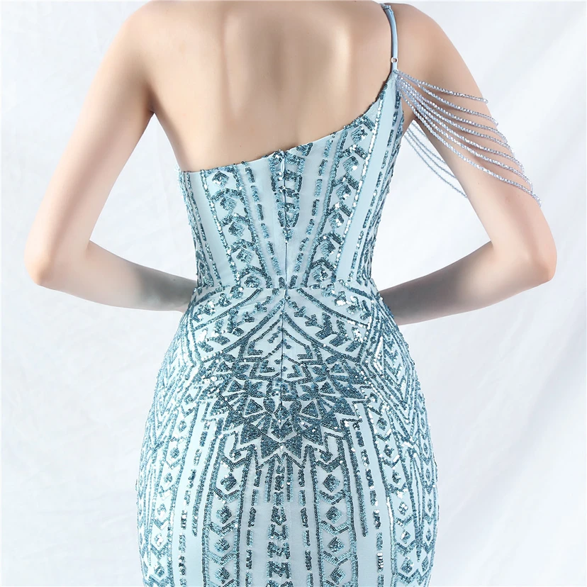 Robe de soirée haut de gamme ornée de perles de positionnement, de fleurs et de broderies en tulle. view 98
