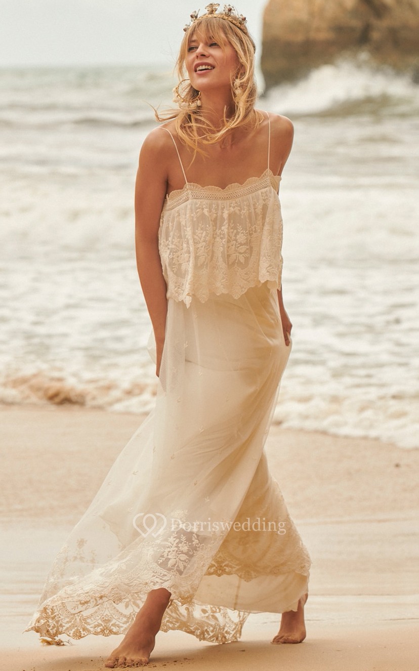 hippie beach wedding dress Spaghetti Vintage Inspired Lace Ideal for beach Rio Dress ALL THE WAYS Elizabeth Color:Blue Denim