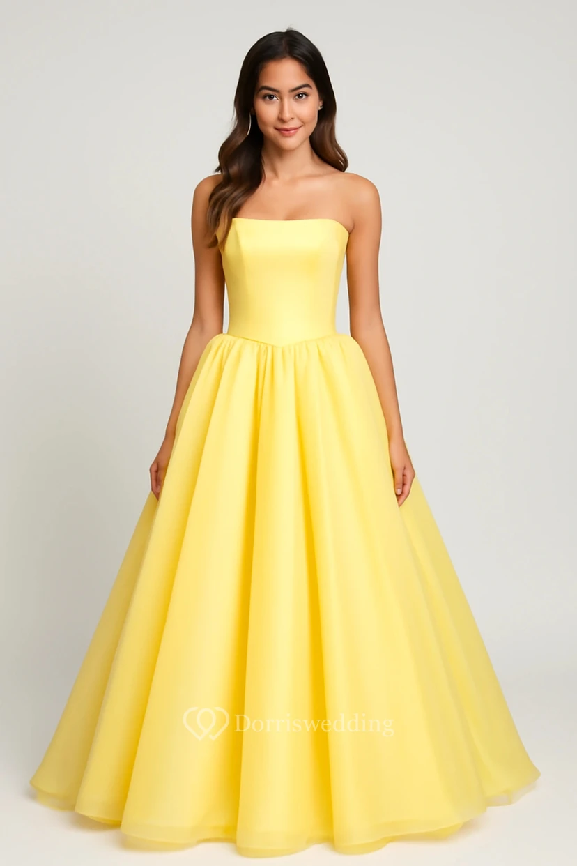 Daffodil Strapless Ball Gown Floor-length Dress