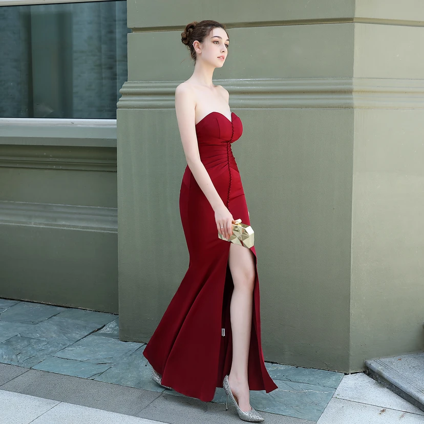 Toast Dress Bride Long Tube Top Thank You Banquet Slim Fishtail Skirt Wedding Car Model Exhibition Dress view 22