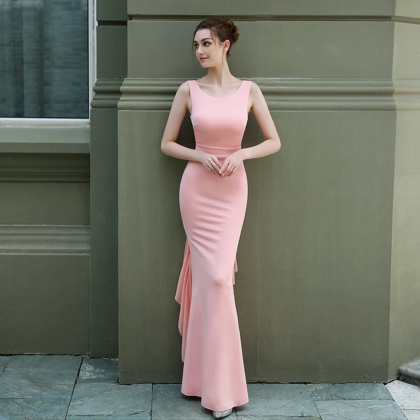 Abendkleid für die Braut, lang, ärmellos, rot, mit schmalem Meerjungfrauenschnitt, geeignet für Dankesbankette, Hochzeitsfeiern, Auto-Modelltreffen und Ausstellungen view 2