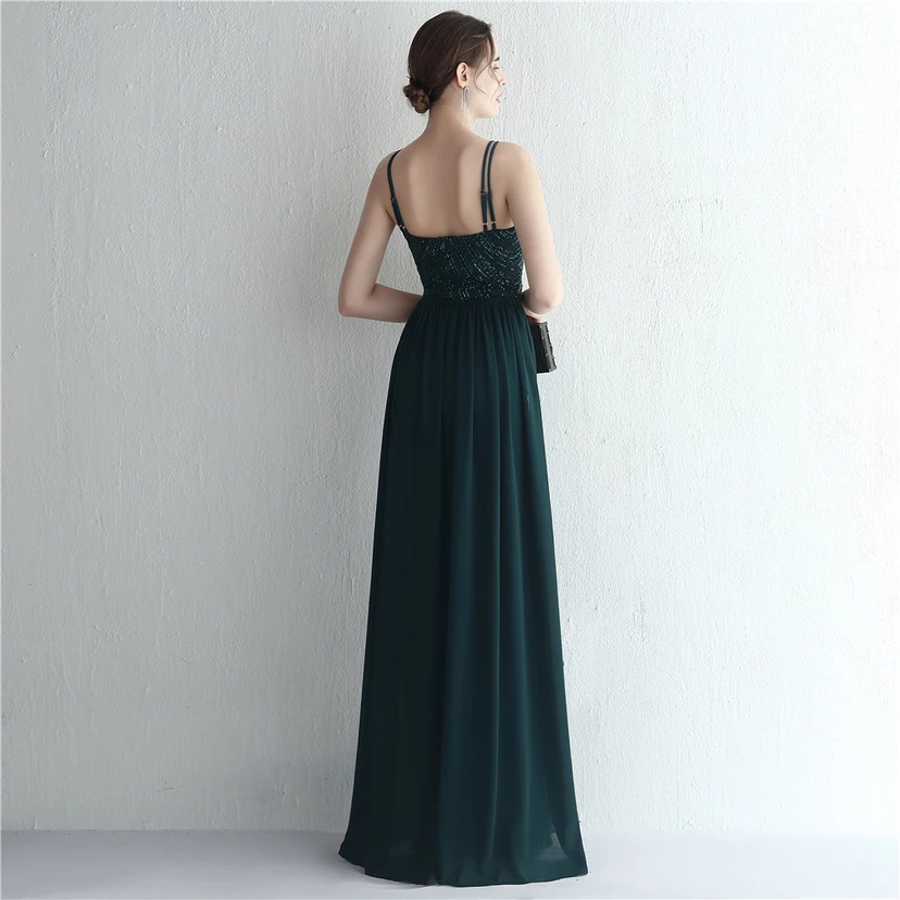 Paillettenbesetzter Chiffonrock mit Blumenmuster, handgefertigt mit Perlen und Neckholder-Ausschnitt, elegant und kühl, perfekt für festliche Anlässe. view 15