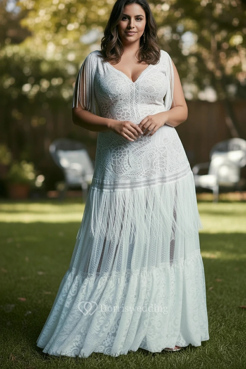 Vestido bohemio holgado de corte imperio para tallas grandes