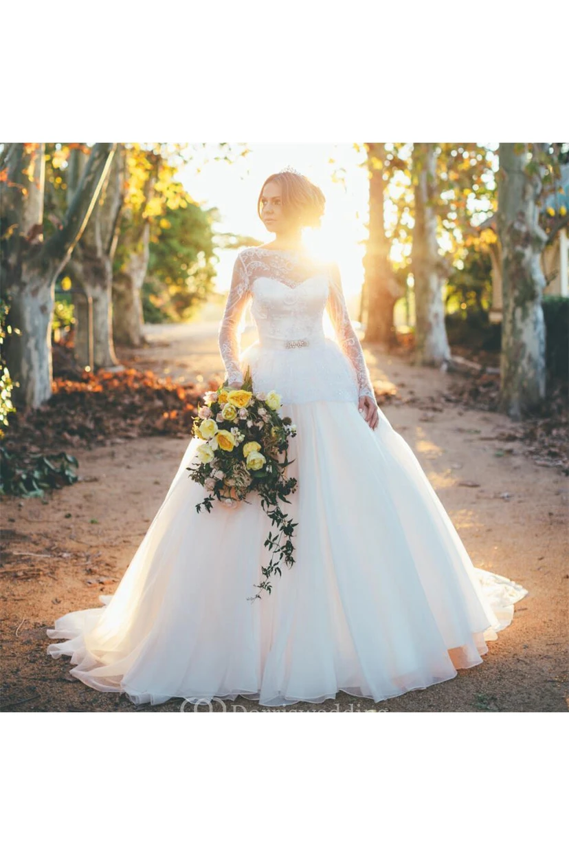Faddish Sweetheart Organza Ball Gown Wedding Dresses With Floor-Length view 2
