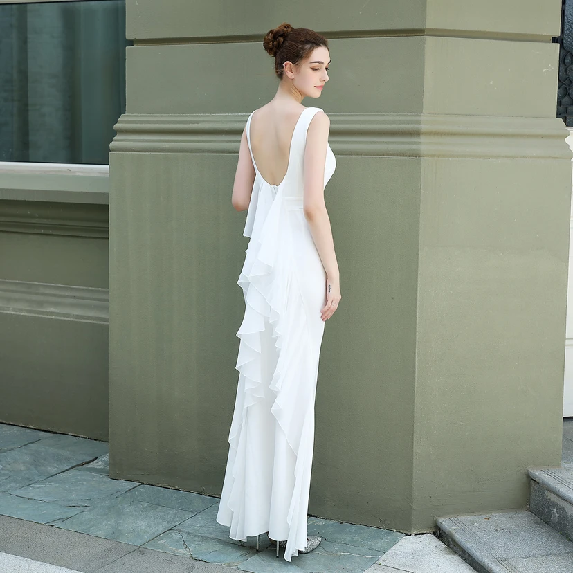 Abendkleid für die Braut, lang, ärmellos, rot, mit schmalem Meerjungfrauenschnitt, geeignet für Dankesbankette, Hochzeitsfeiern, Auto-Modelltreffen und Ausstellungen view 14