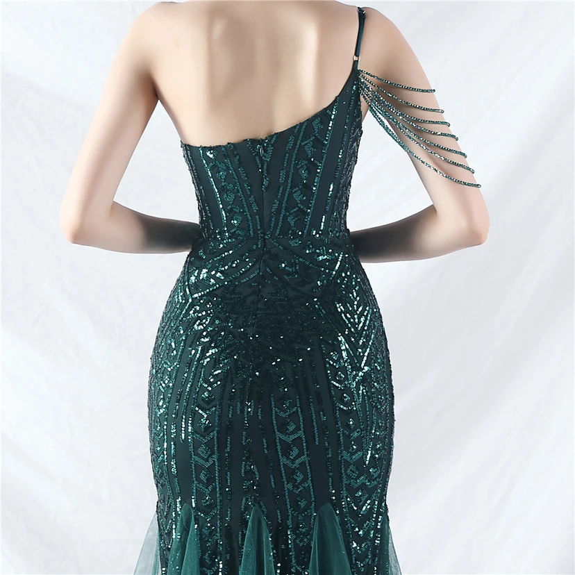 Robe de soirée haut de gamme ornée de perles de positionnement, de fleurs et de broderies en tulle. view 48