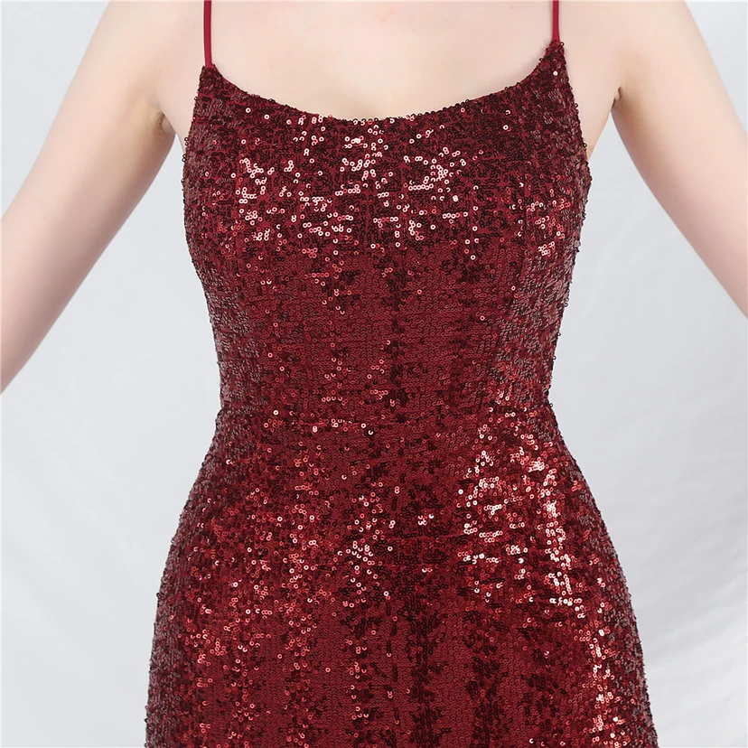 Hochwertiges, schillerndes Pailletten-Abendkleid mit Trägern view 24
