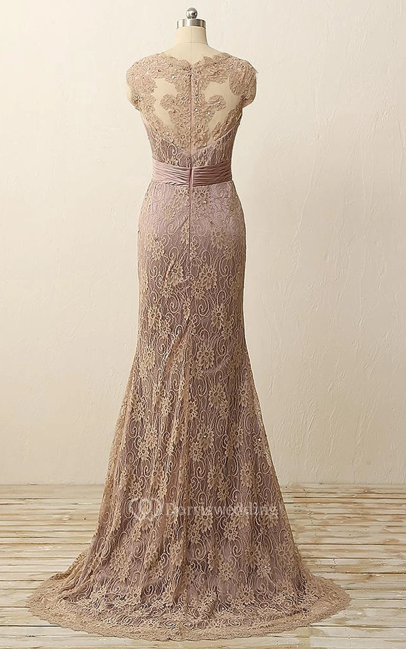 Trompeten-Maxikleid, ärmellos, plissiert, mit Perlenstickerei, Spitze und Satin view 12
