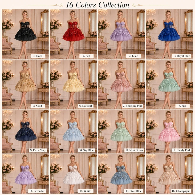 Robe de bal rose brodée, mini-robe view 7