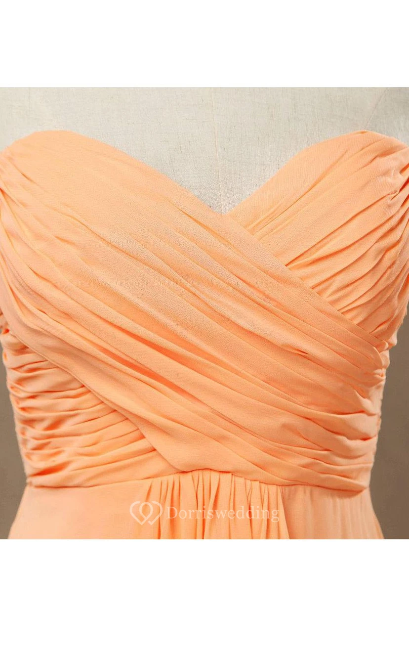 Sweetheart A-line Chiffon Long Dress With Criss Cross Bodice view 2