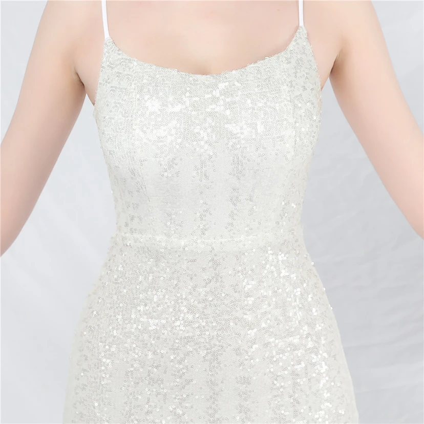 Hochwertiges, schillerndes Pailletten-Abendkleid mit Trägern view 64