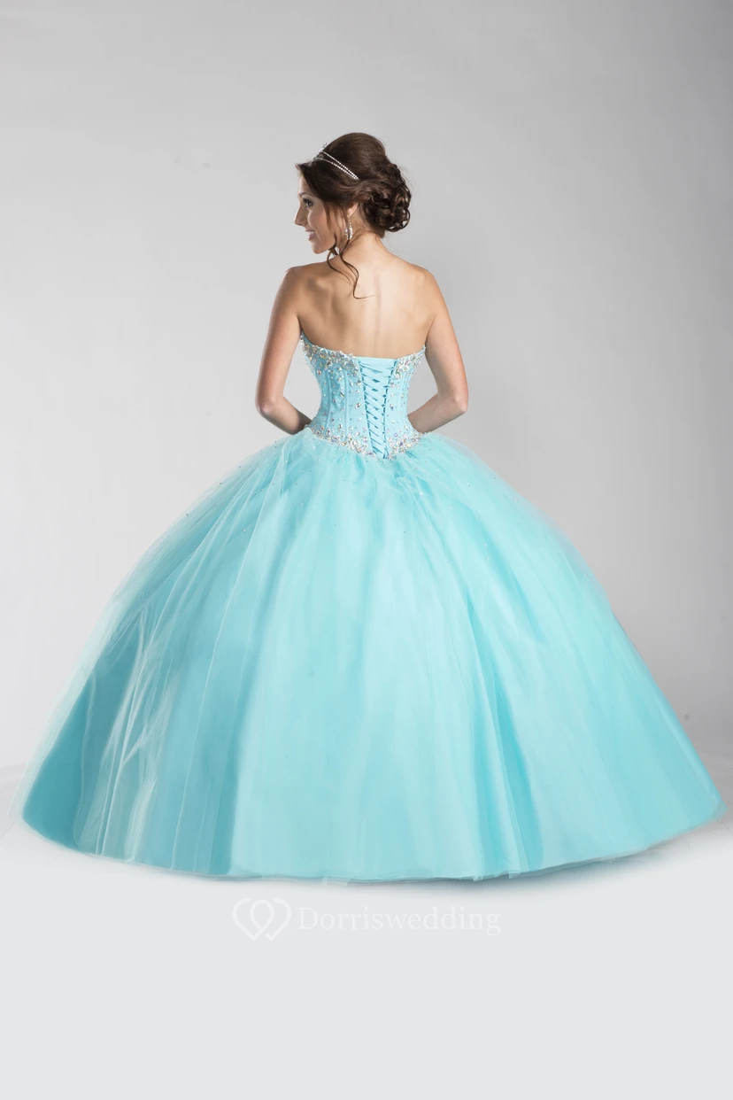 Sequined Corset Sweetheart Tulle Ball Gown With Removable Blouse view 2