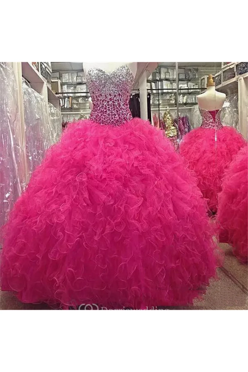 Ärmelloses, bodenlanges Tüll-Ballkleid mit Herzausschnitt view 2