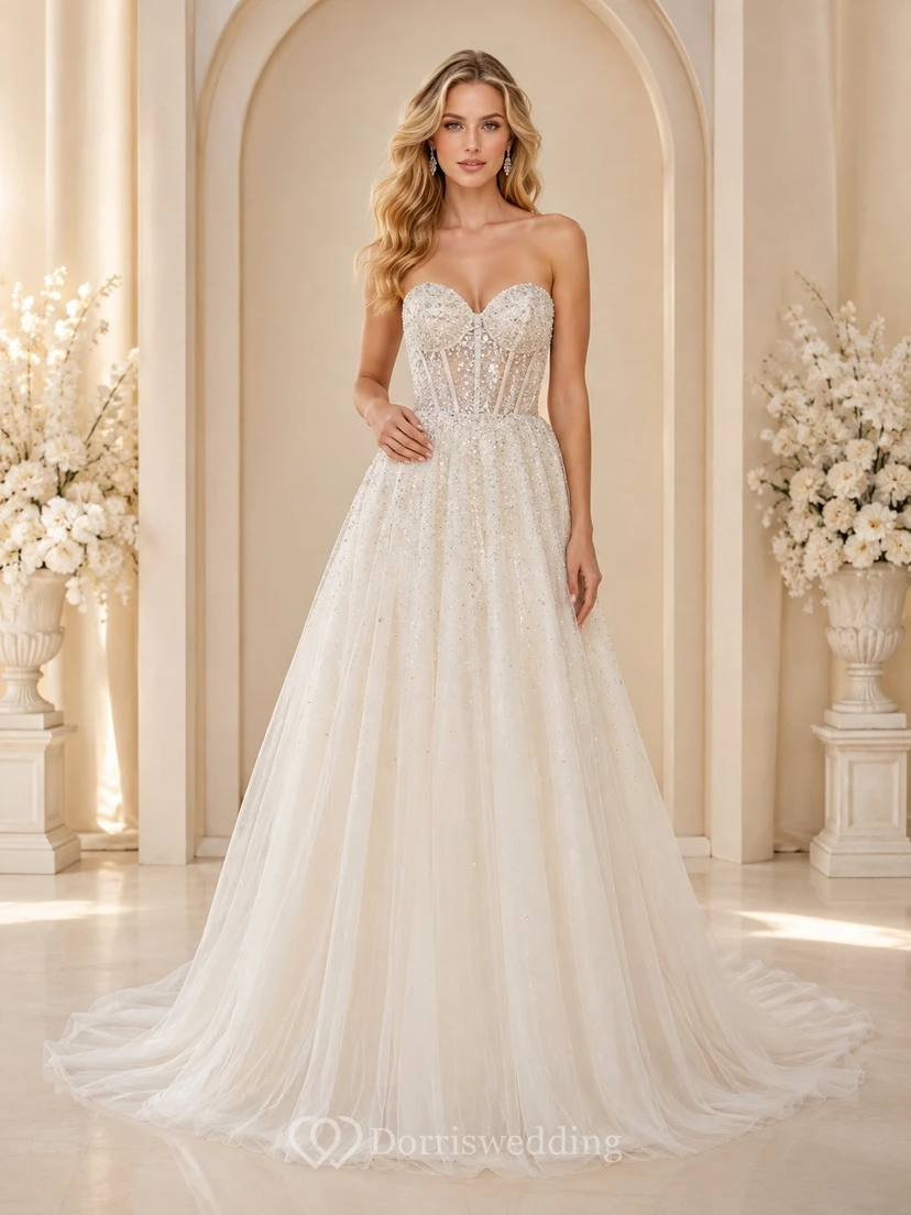 Vestido de novia elegante de corte A para ceremonia formal