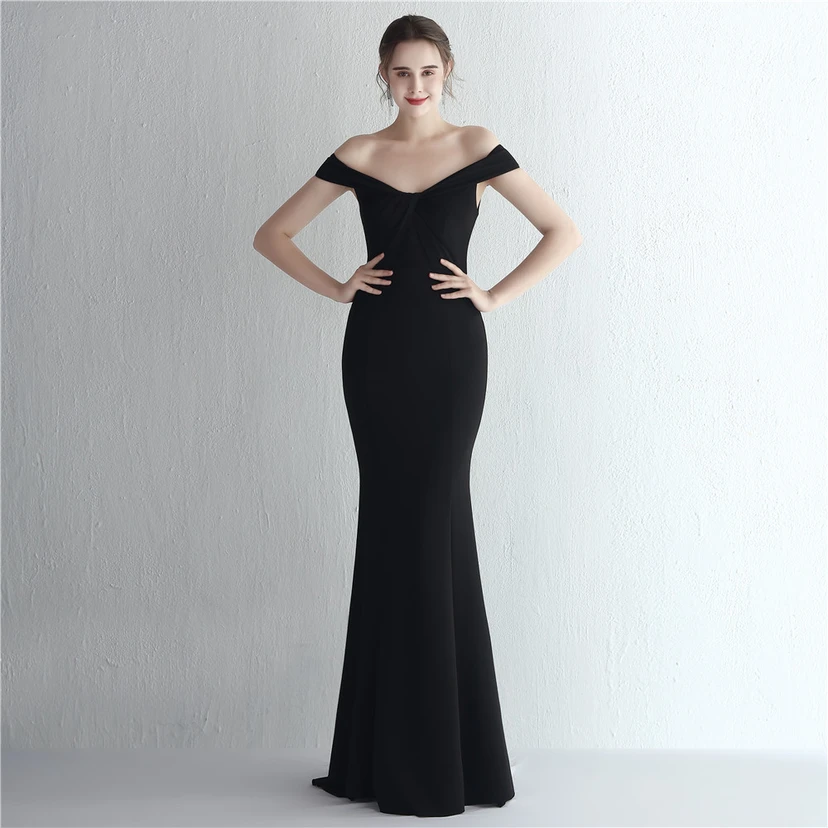 Vestido largo de satén ajustado de un solo hombro para cenas de celebridades, con falda de cola de pez ajustada, vestido de exhibición para modelos de autos de boda view 36