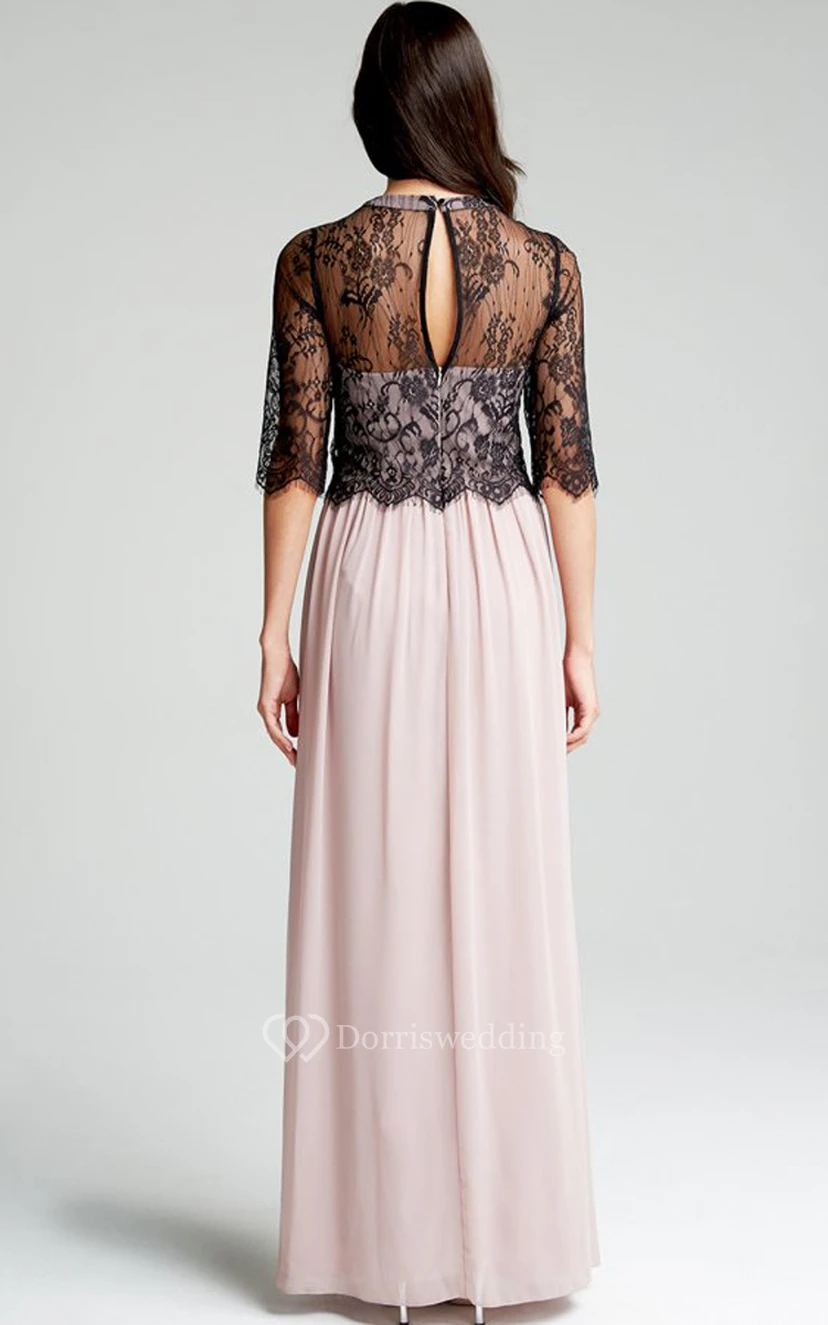 High Gown With Lace Illusion Half-Sleeved Jacket view 2