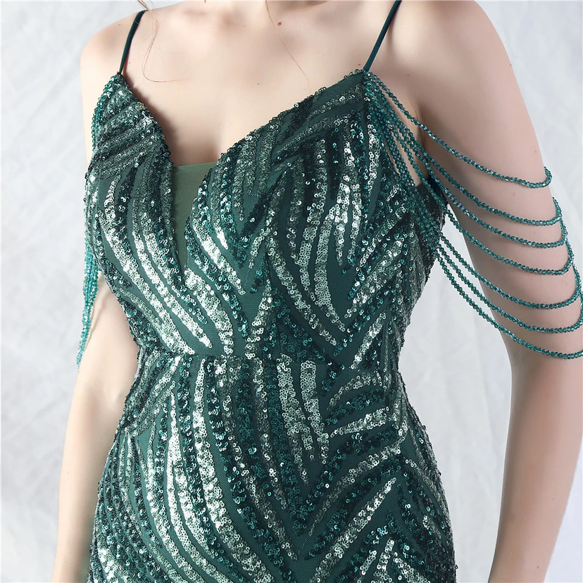 Layered Beads Spliced ​​Mesh High-End Evening Dress view 102
