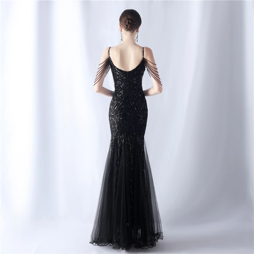 Robe de soirée haut de gamme en maille perlée et ornée de perles, modèle 3034. view 24
