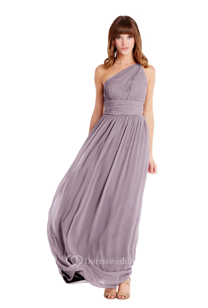 Floor-Length One-Shoulder Ruched Sleeveless Chiffon Muti-Color Convertible Bridesmaid Dress view 5