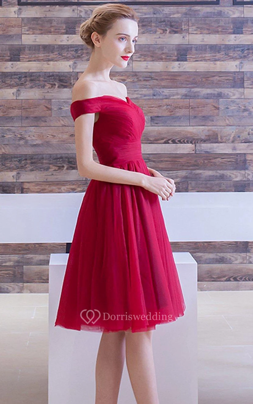 A-line Off-the-shoulder Short Mini Dress view 3