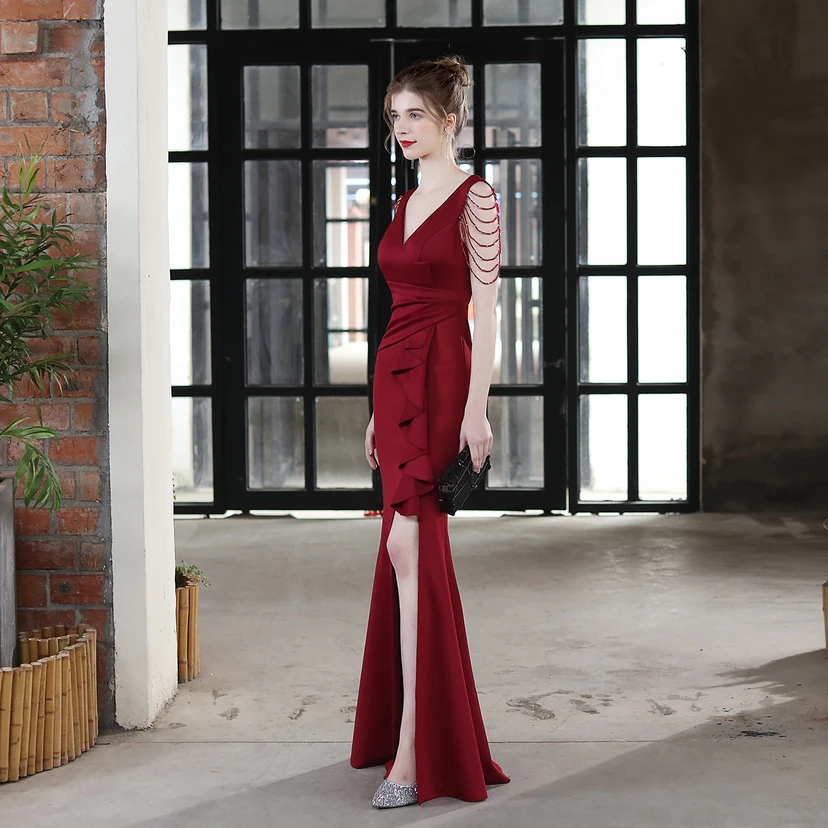 Toast Dress Bride Long Sling Thank-You Banquet Slim Fishtail Skirt Wedding Car Model Exhibition Dress view 33