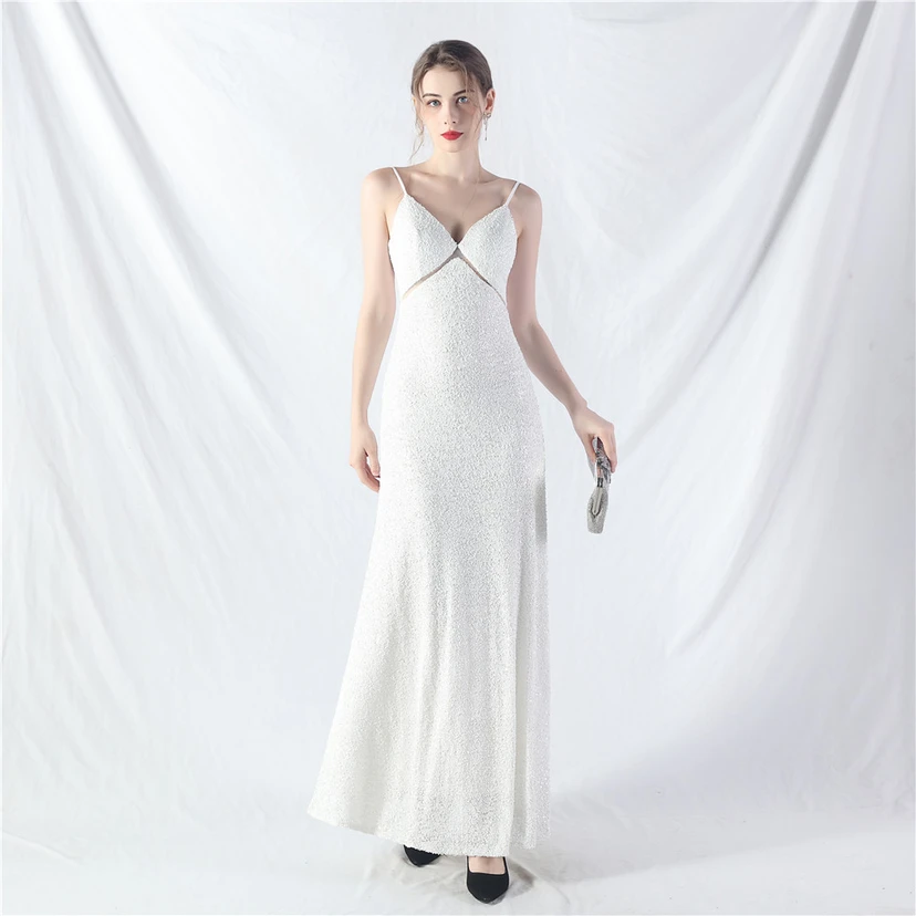 Robe longue trapèze évasée à paillettes, modèle phare du quotidien view 68