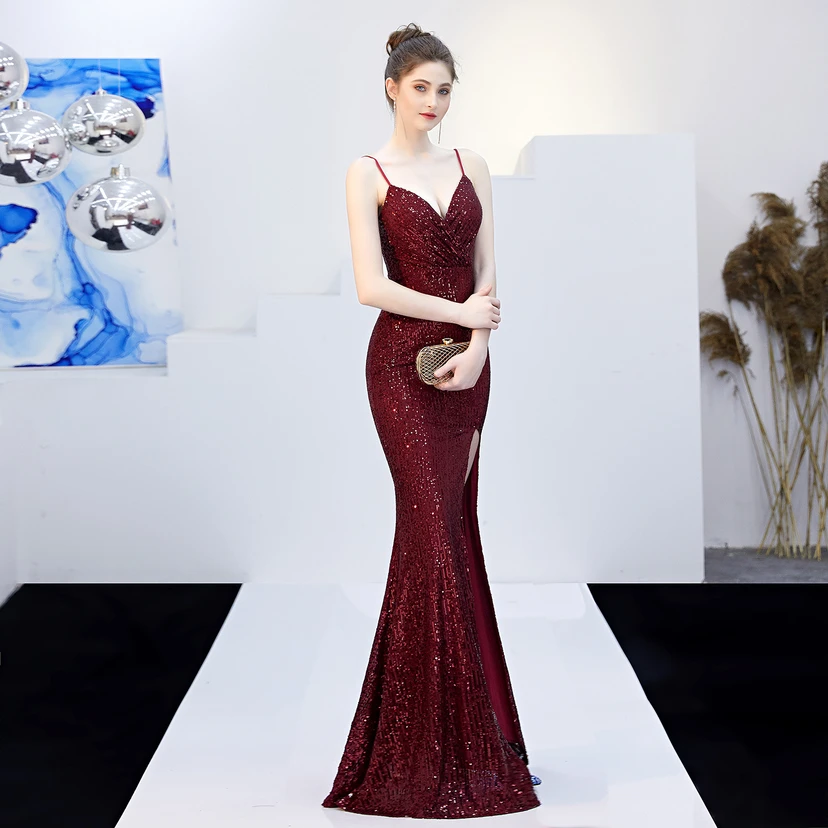 Märchenhaftes, verträumtes Promi-Party-, sexy, langes, schlankes Abendkleid mit Meerjungfrauenschnitt view 29