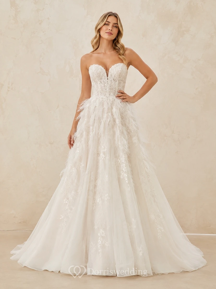A-line raised-like Elegant Bridal Formal Ceremony Wedding Dress