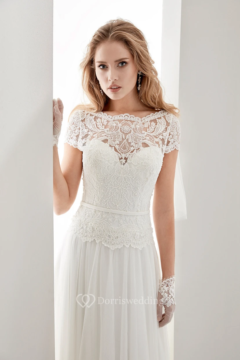 wedding dress t shirt Jewel T-shirt Short Sleeve Ankle-length Lace A-Line Sheath Dress-715575 Our apparel Custom Wedding Shirt, Cocktail Wedding