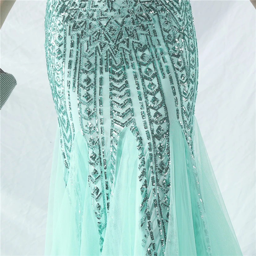 Crafted Beaded Positioning Flower Beads Splicing Mesh Gauze High-End Evening Dress view 86