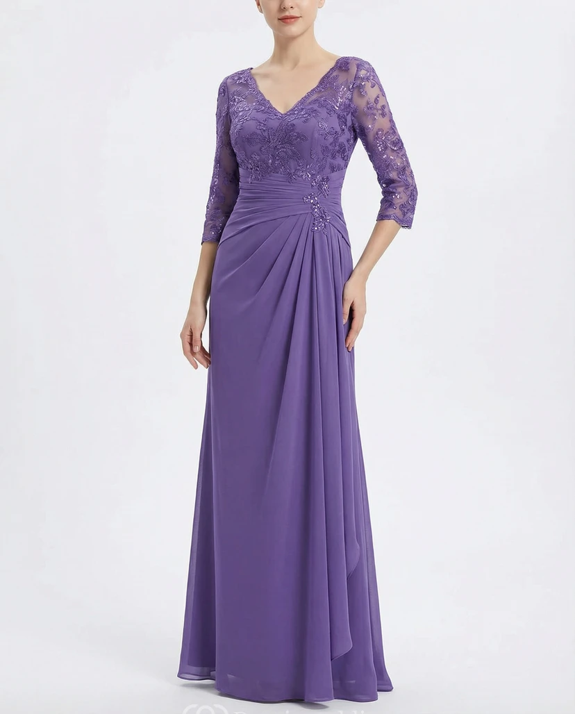 Paillettenkleid mit V-Ausschnitt, V-Rückenausschnitt und V-Ärmeln