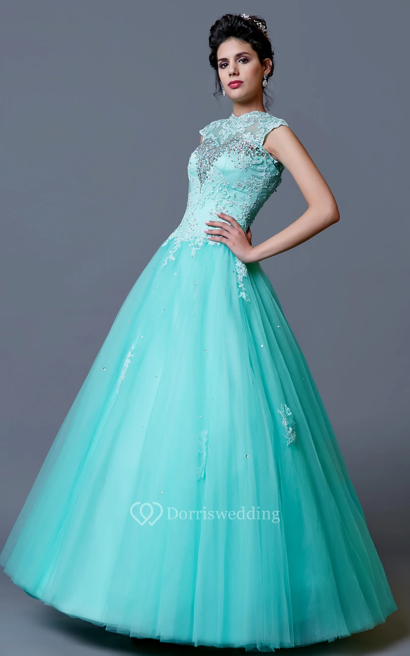 Ärmelloses Spitzenkleid mit abnehmbarem Schlüsselloch-Überwurf view 2