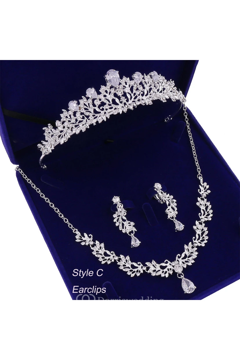 Bridal Accessory-Crown Necklace Earrings/Earclips Set view 6