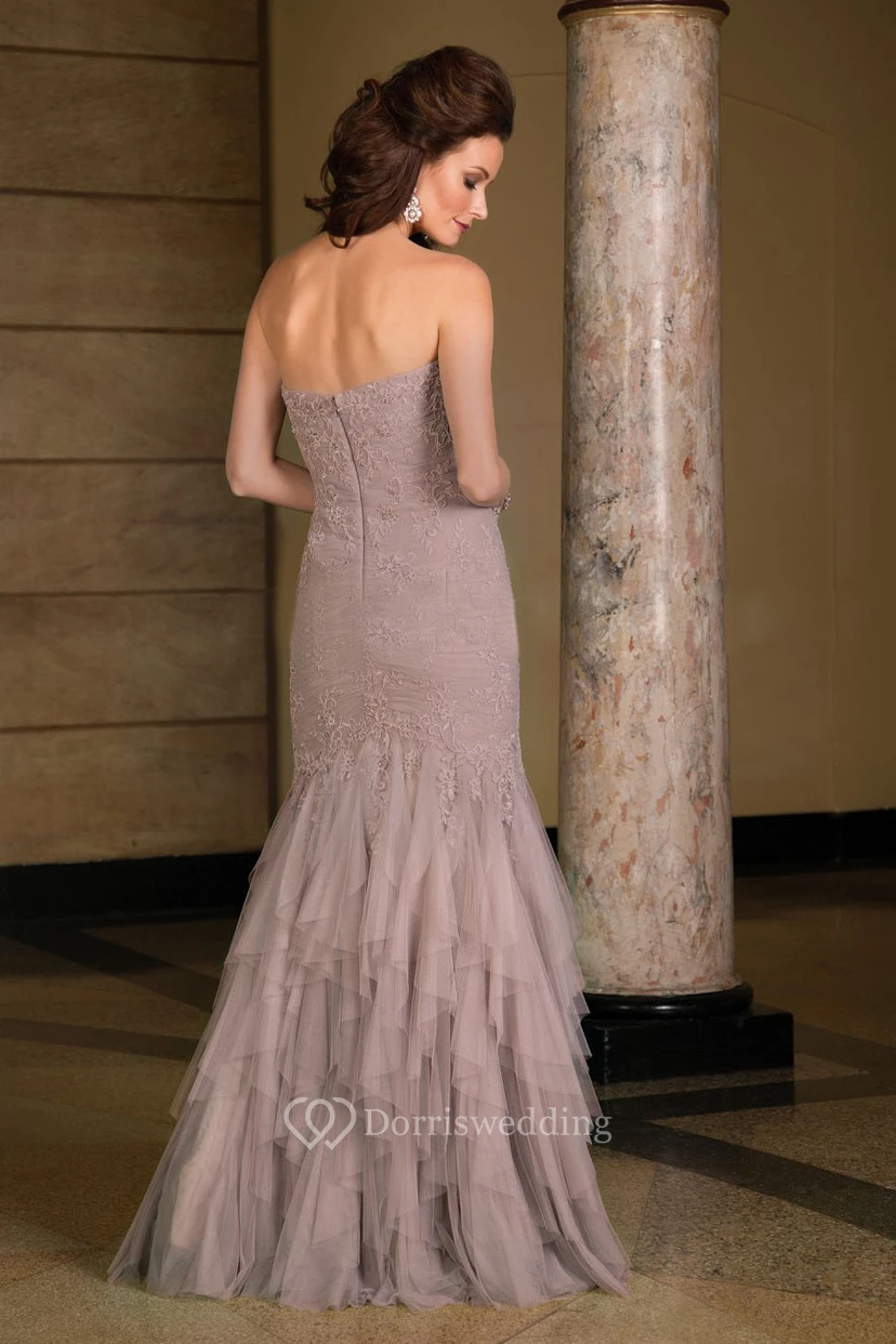 Sweetheart Mermaid Gown With Ruffles And Shawl view 2