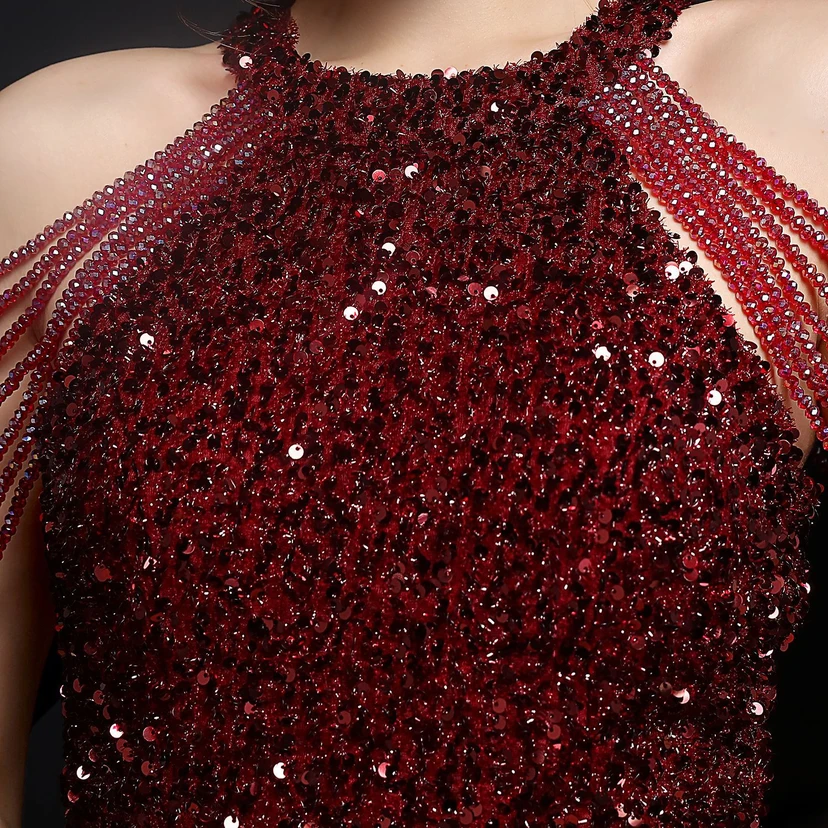 Robe de soirée féérique à sequins colorés, robe courte style féerique pour banquet ou réception. view 16