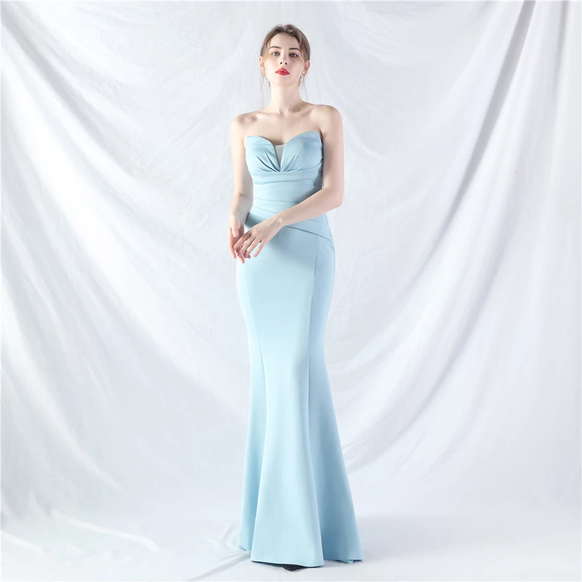 Craft Dress Sexy Off-Shoulder Wrapped Chest Satin Evening Dress view 34