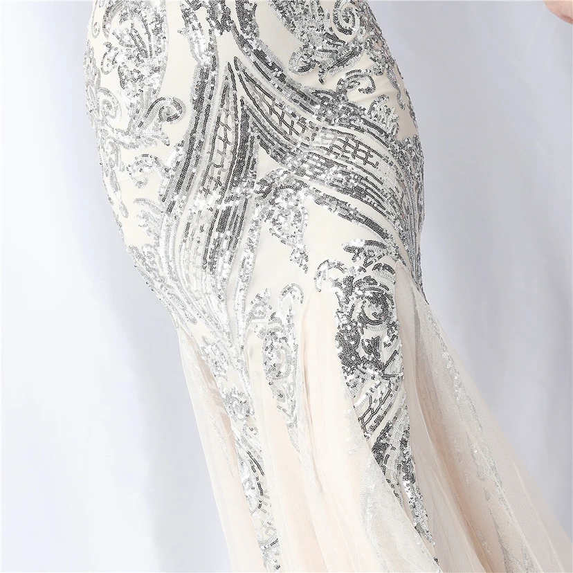 Positionierung Blumenschnitt Netz Pailletten Hochzeitsdinner Toast Party Abendkleid view 63