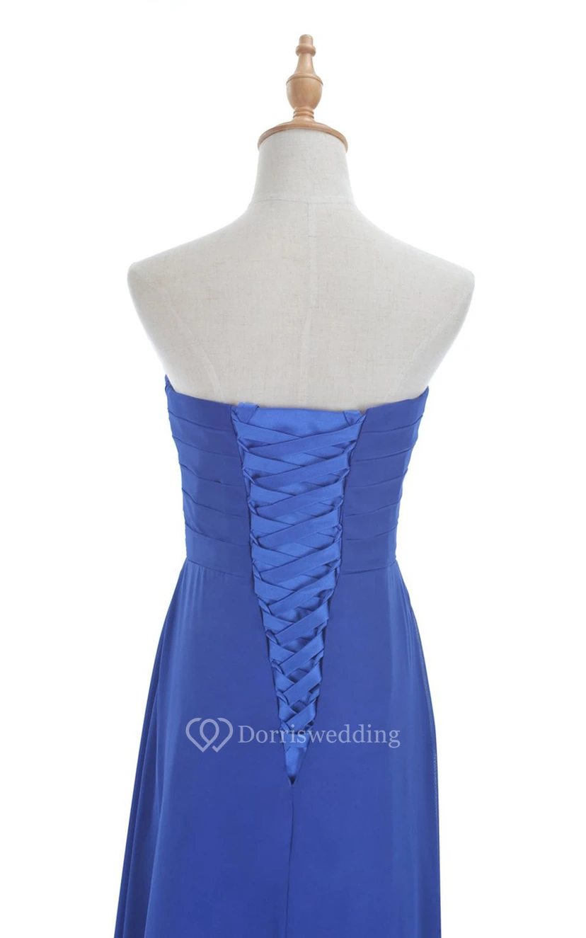 Sweetheart Criss-cross Chiffon A-line Dress With Lace-up Back view 36