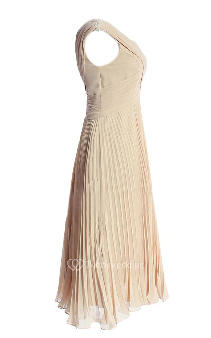 V-neck Criss-cross Chiffon A-line Gown With Zipper Back view 2