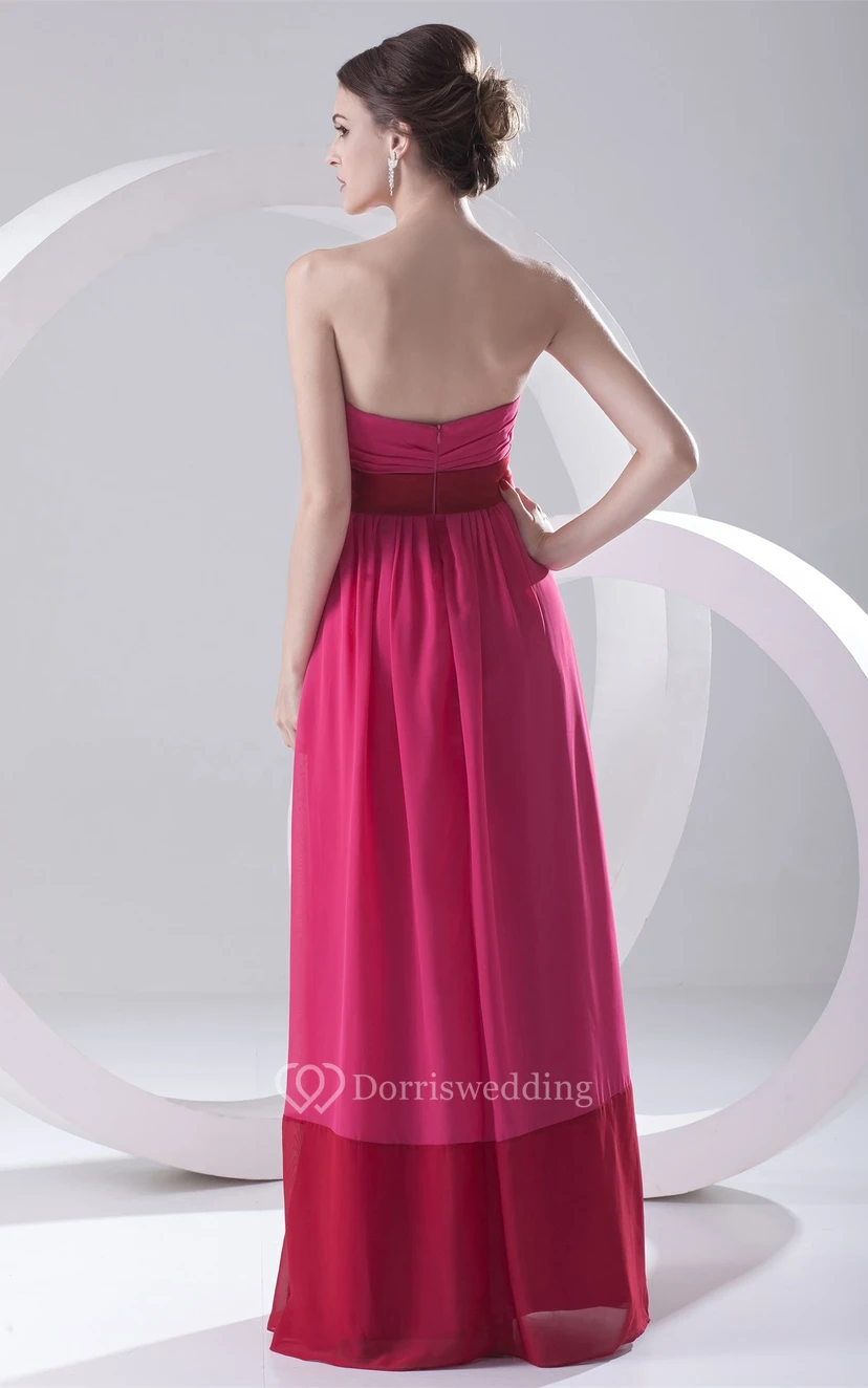 Strapless Long Chiffon Ruching and Dress With Pleats view 8
