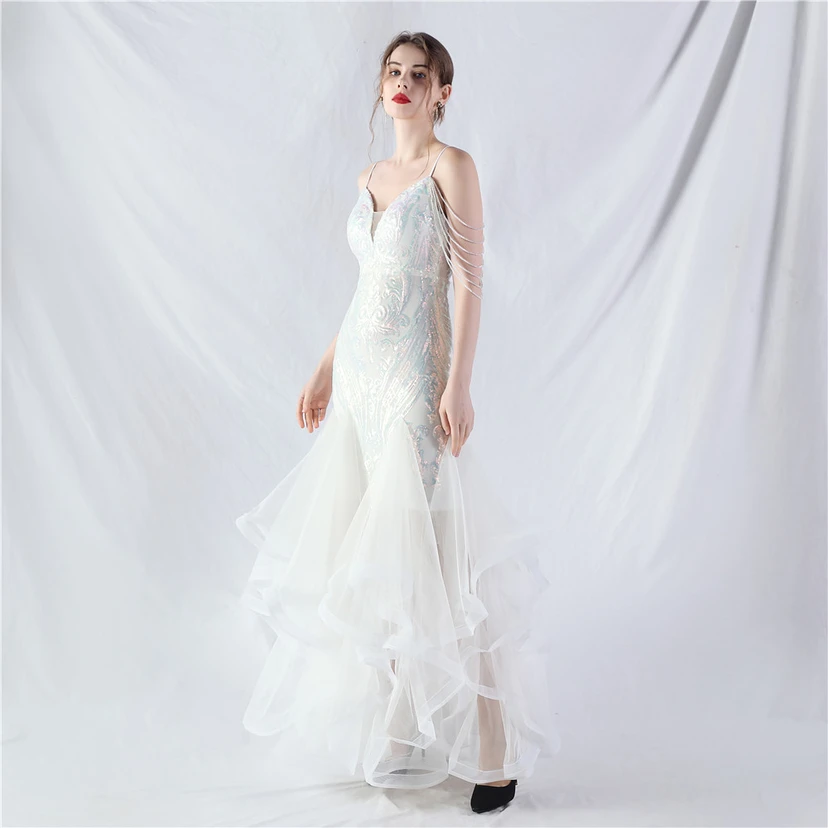 Handgefertigte Perlen, festes Netz, Positionierungsblumenperlen, Spleißnetz, heißes Tanz-Feier-Performance-Kleid view 13