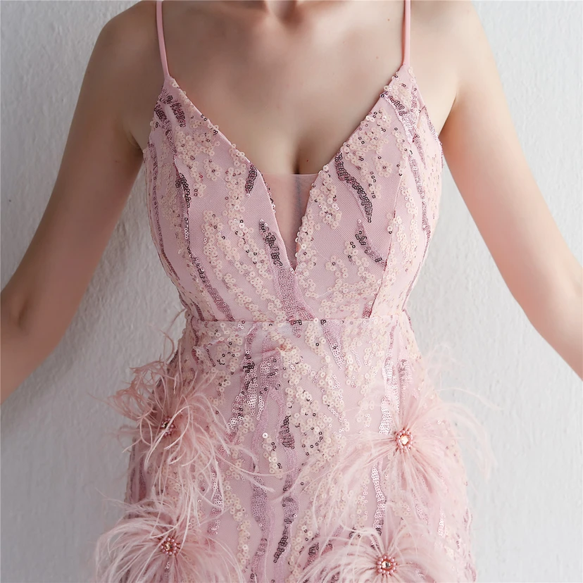 Positioning Flower Craft Beading Craft Imported Wool Dress Long Banquet Slim Evening Dress Elegant Temperament view 8
