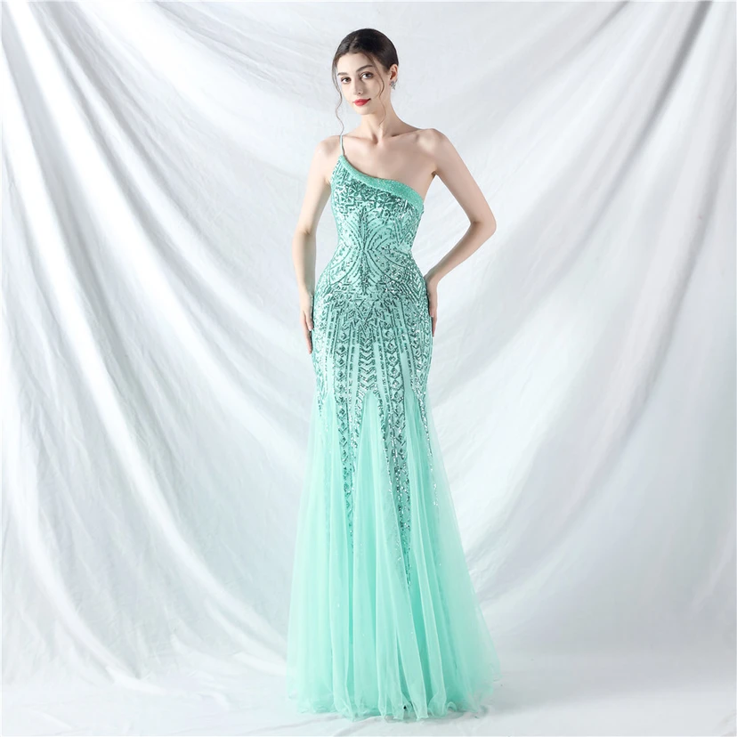 Crafted Beaded Positioning Flower Beads Splicing Mesh Gauze High-End Evening Dress view 78