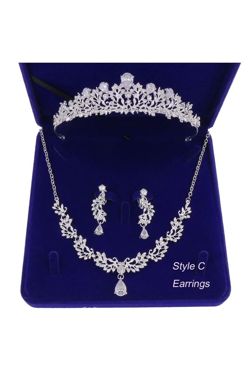 Bridal Accessory-Crown Necklace Earrings/Earclips Set view 5