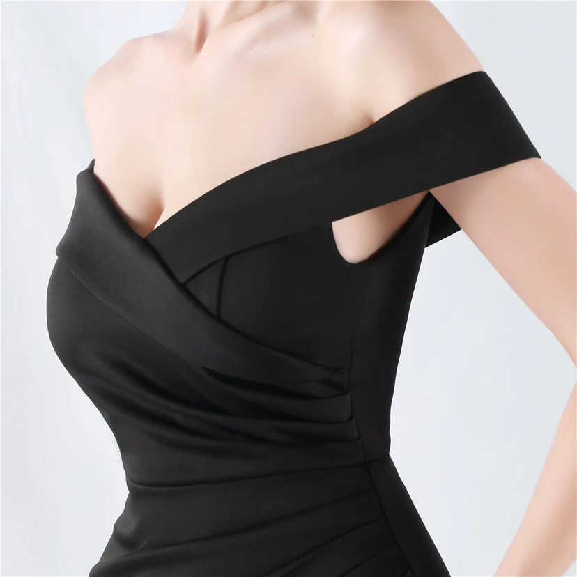 Robe de soirée classique asymétrique en satin à queue de poisson view 9