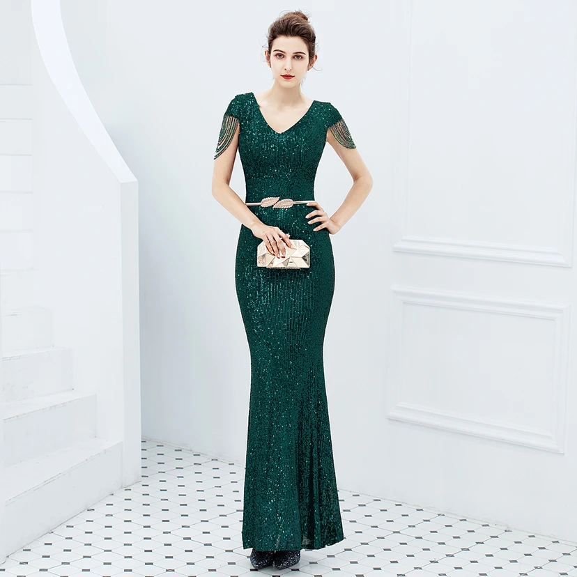 Evening Dress For Women Elegant Banquet Temperament Long Sequins Aura Queen Fishtail Slim view 26