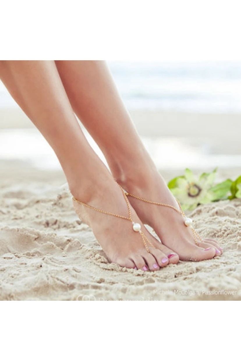 Summer Beach Simple Exaggerated Large Pearl With Anklet 35Cm