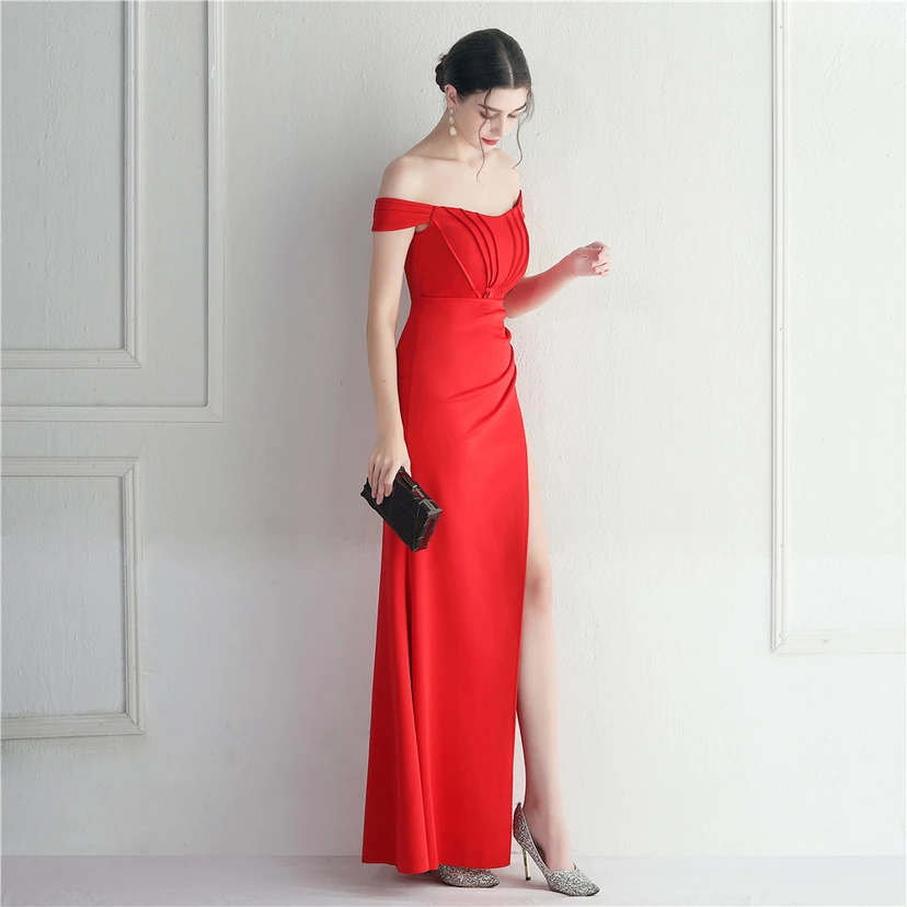 Cross-Border Supply schulterfreies, einseitig schulterfreies Kleid mit Schlitz für Nachtclub, Hochzeit oder Abendessen view 5