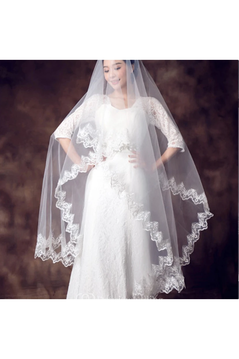 Soft Tulle Wedding Veil with Lace Edge